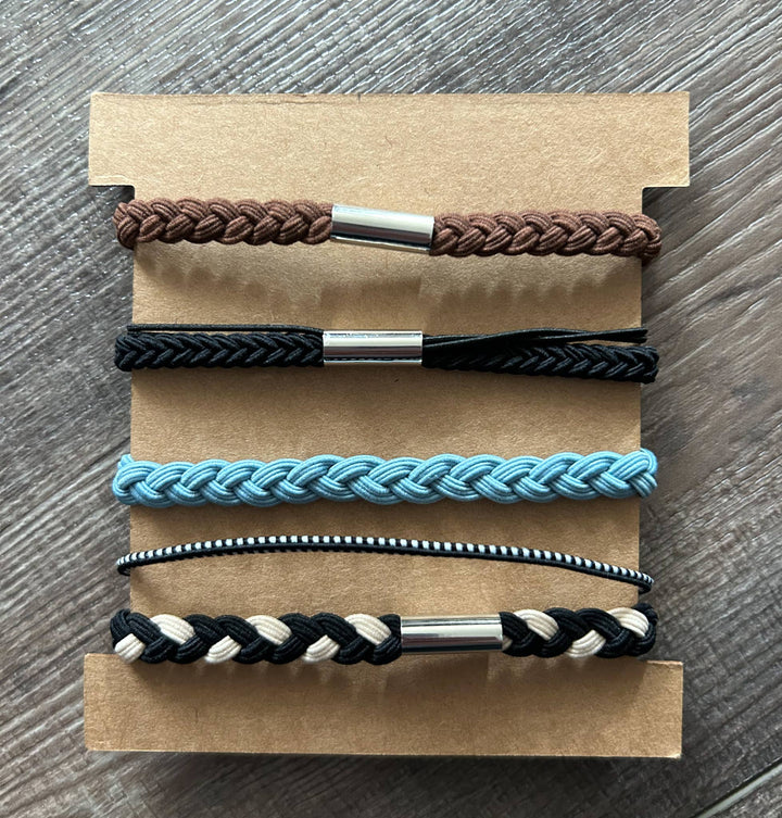 Hair Tie Bracelet Sets: Plain Gold