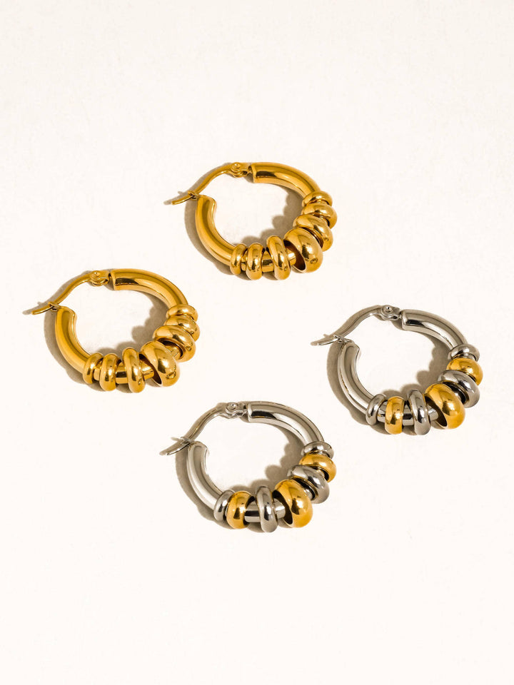 Novine 18K Gold Non-Tarnish Two Tone Hoop Earring Flânerie by MAIQ
