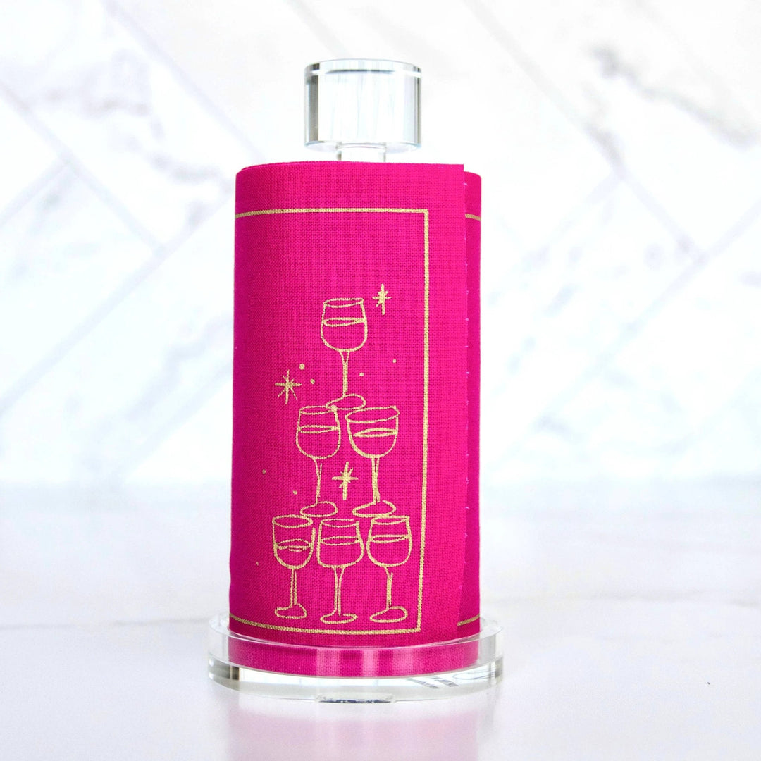 Cotton Cocktail Napkin Roll: Blush Bubbles (Vibrant Pink) Toasting With Tara