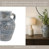 Decorative Vase - Blue/White Terracotta 2-Handle, 9.5 in Sagebrook Home