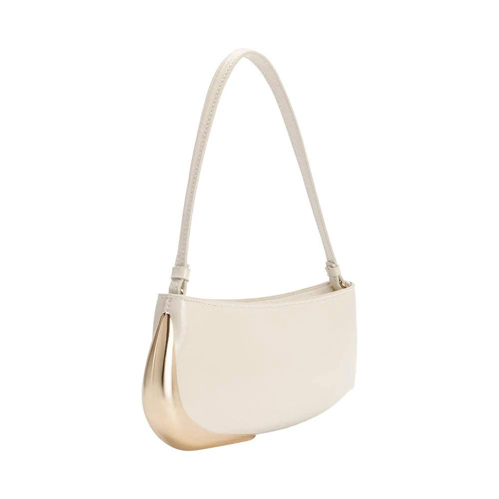 Sade Ivory Recycled Vegan Leather Shoulder Bag by Melie Bianco, ivory color with gold-tone accent.