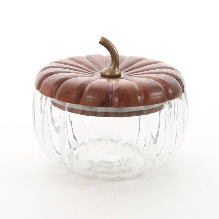 Glass and Wood Storage Pumpkin - Fall Decor