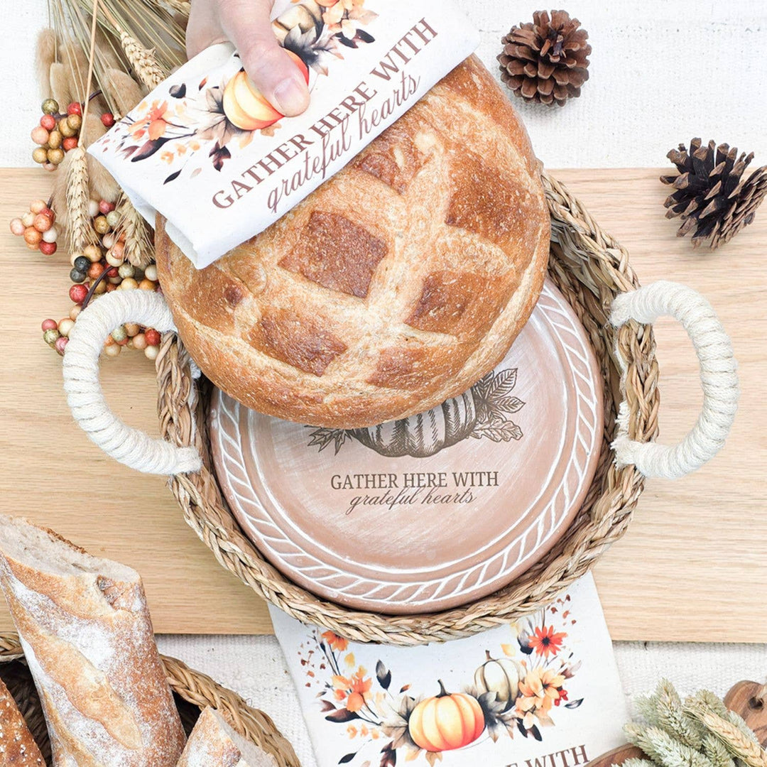 Handmade Bread Warmer & Wicker Basket - Pumpkin Round