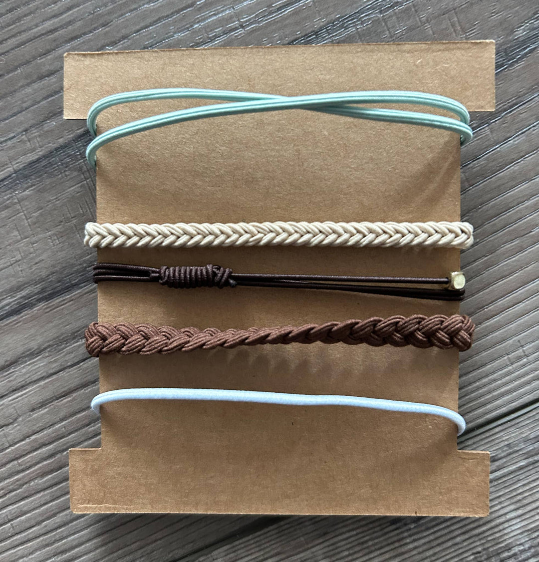 Hair Tie Bracelet Sets: Plain Gold