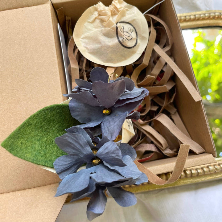 Gertrude's Flower Earrings ( Denim Blue )