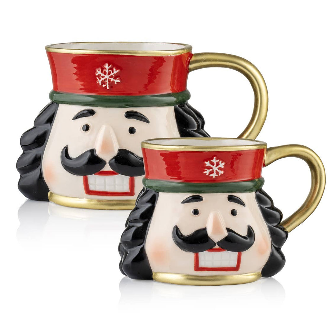 Nutcracker Ceramic Mugs, Set of 2