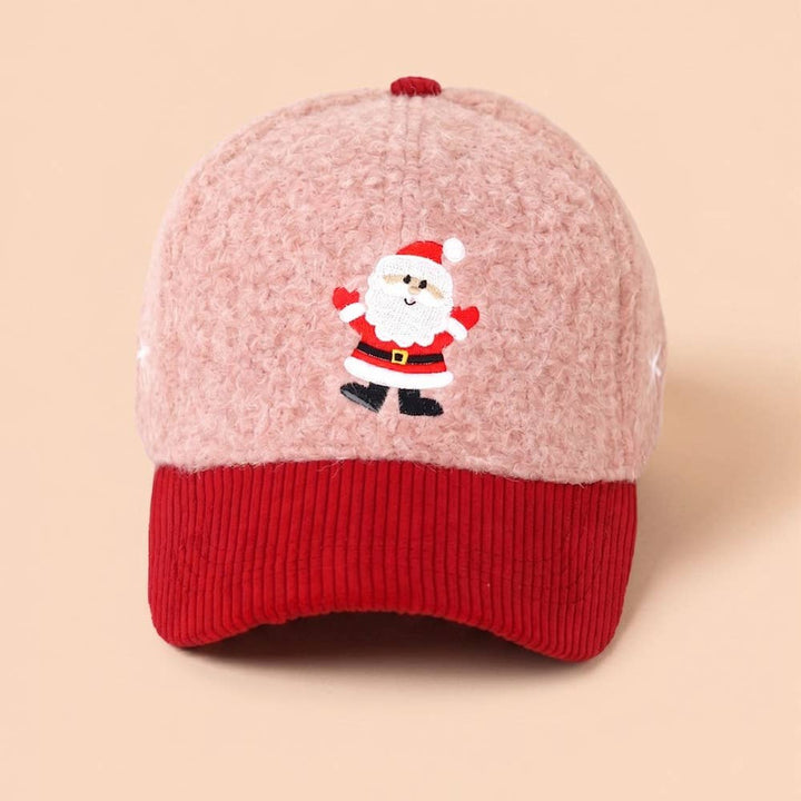 Christmas Santa Embroidered Sherpa Baseball Cap