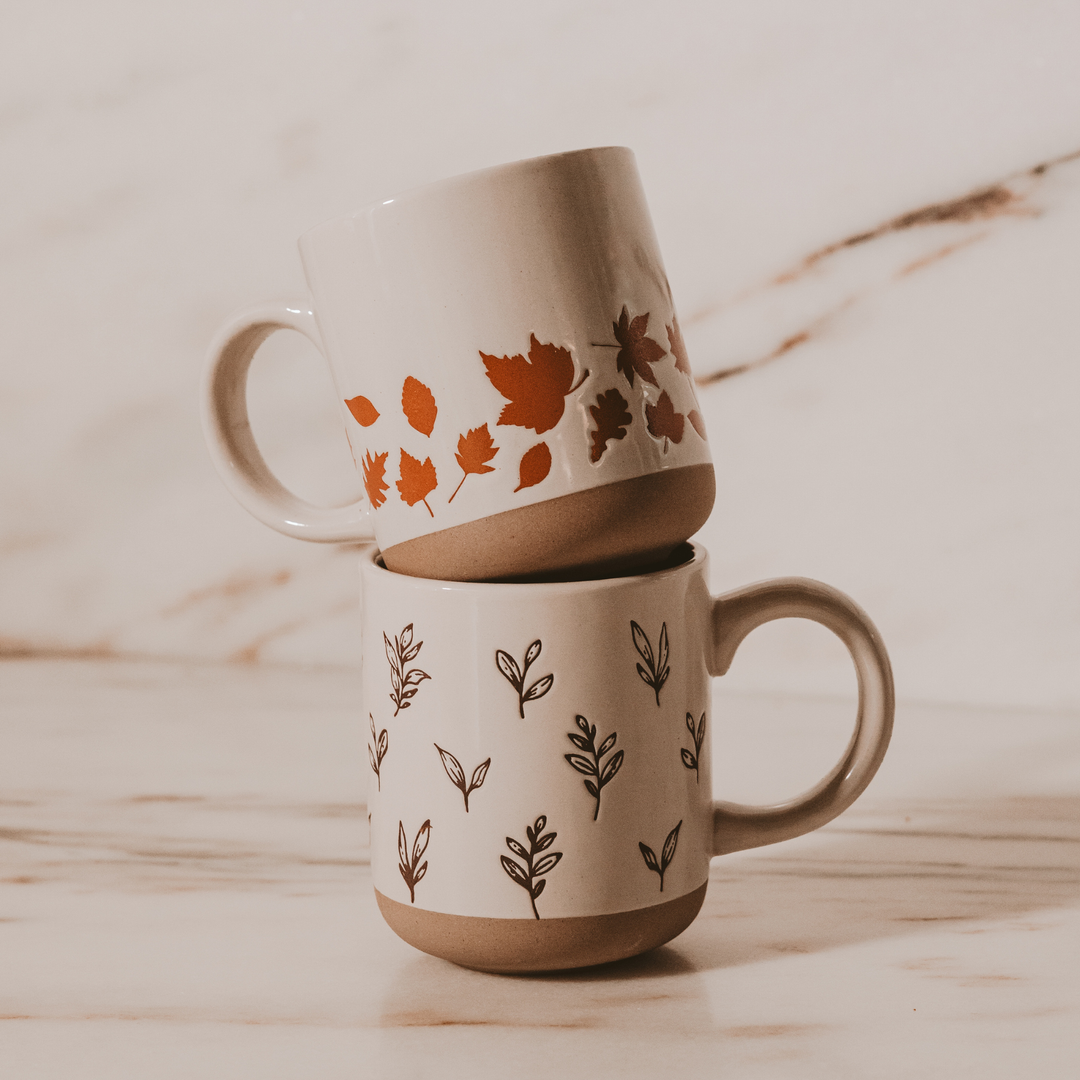 *NEW* Brown Leaves Stoneware Coffee Mug - Fall Decor & Gifts