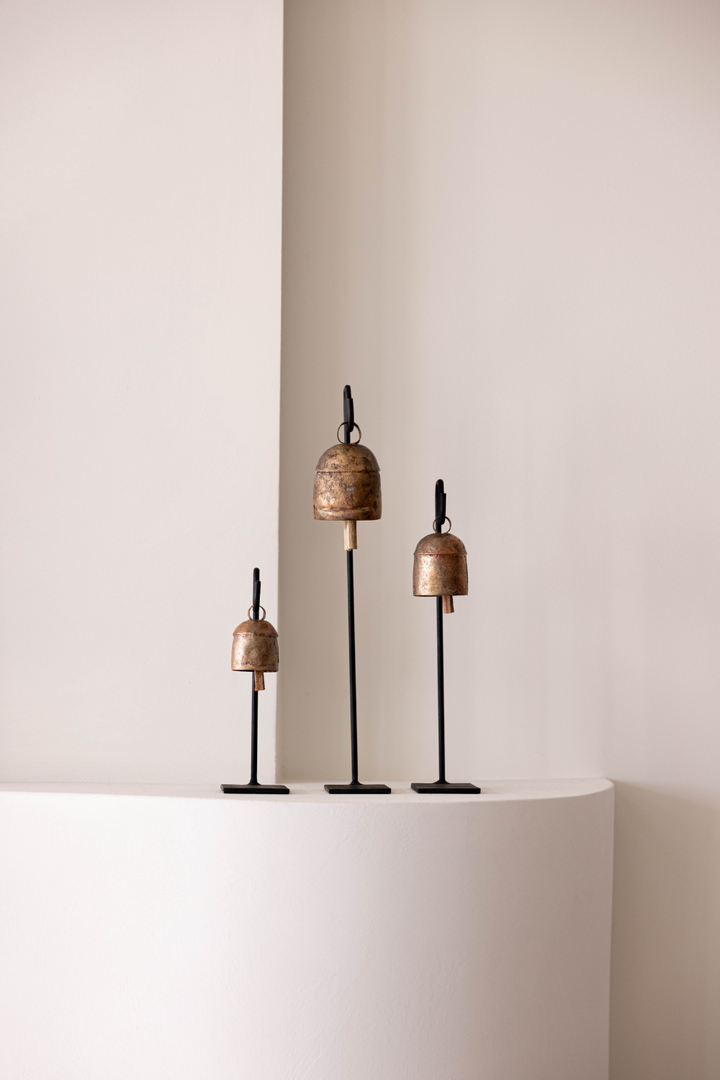 Vintage Inspired Iron Bell Stands Shelf Styling