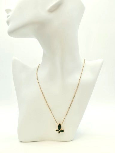 Green Malachite Butterfly Pendant Necklace Furano Studio