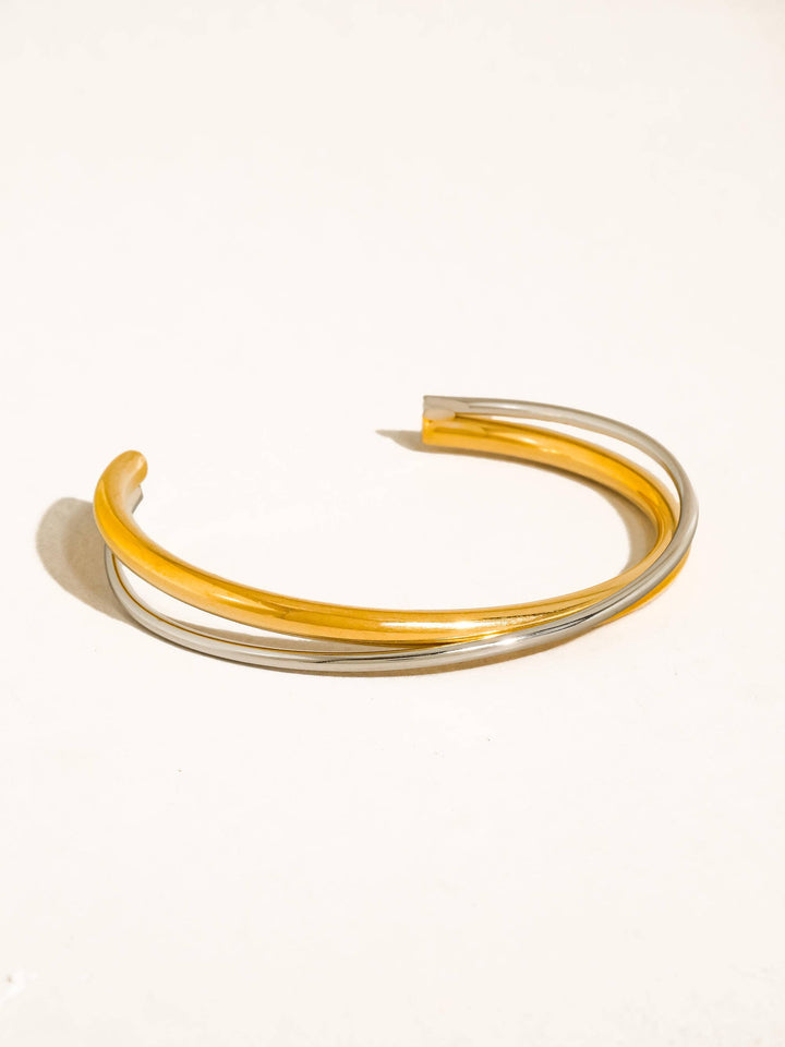 Rivoli 18K Gold Non-Tarnish Crossover Cuff Bracelet