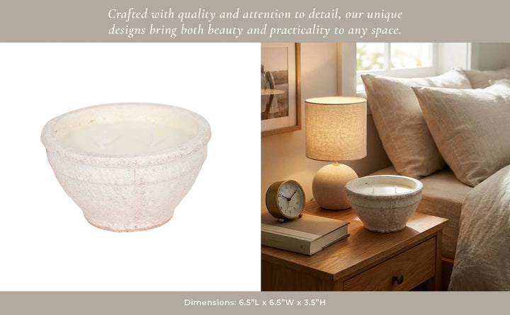 Ceramic Sea Salt and Lemon Bowl Candle - White, 14 Oz Sagebrook Home