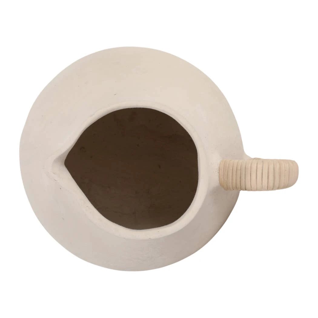 Vase - Ivory Pottery Paper Mache with Rattan Handle, 12 in Sagebrook Home