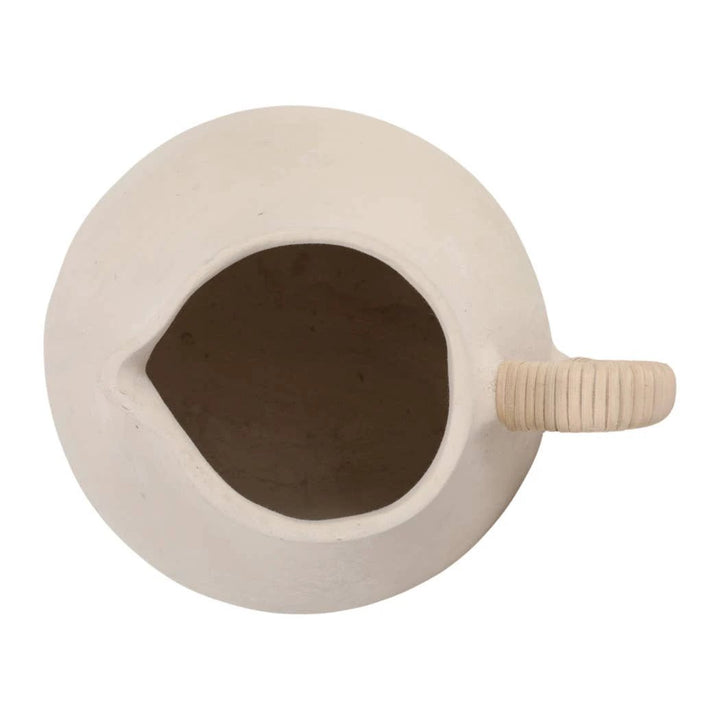 Vase - Ivory Pottery Paper Mache with Rattan Handle, 12 in Sagebrook Home