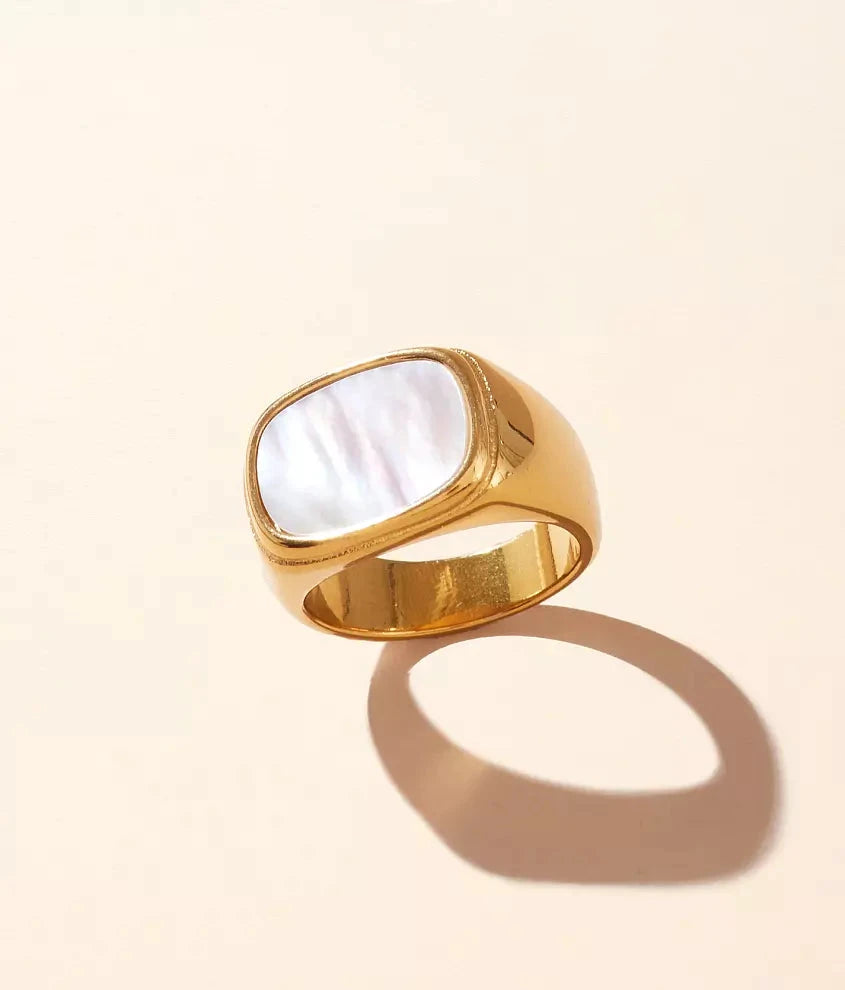 Mother of Pearl Signet Ring