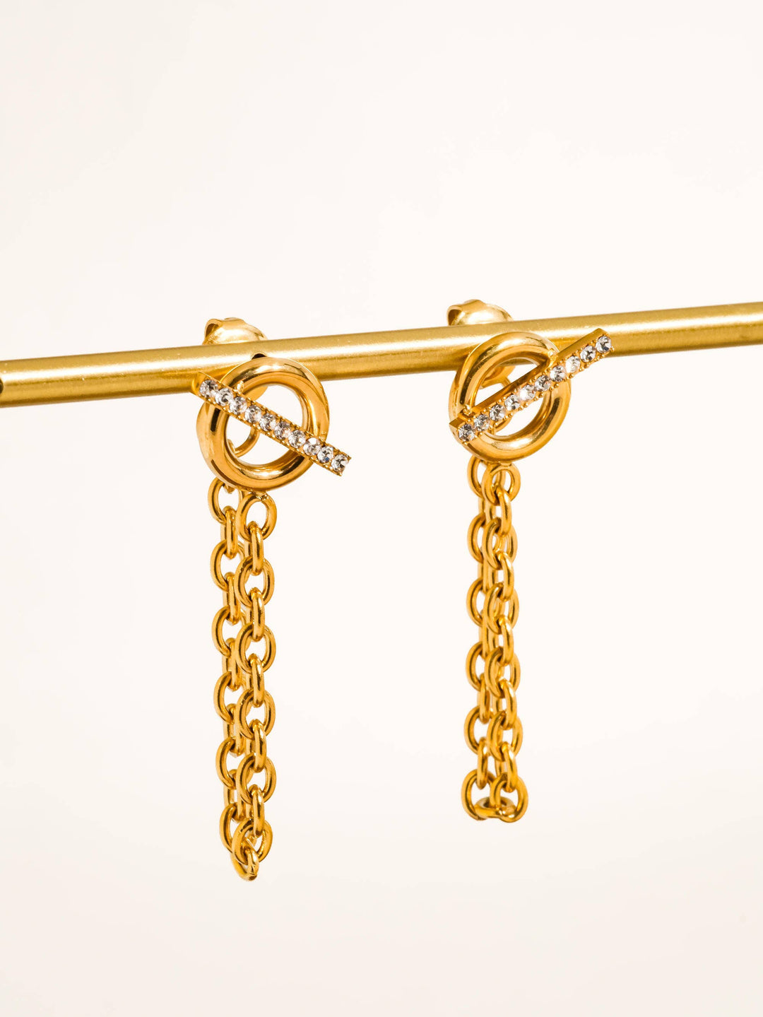 Lisle 18K Gold Non-Tarnish CZ Chain Drop Earrings