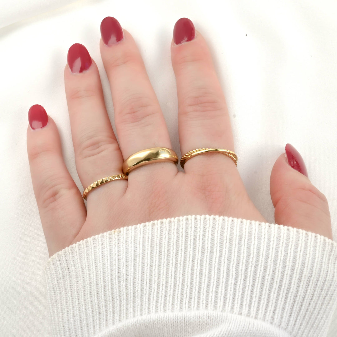 18k Gold Dome -Thin Dome Ring - Thick Band
