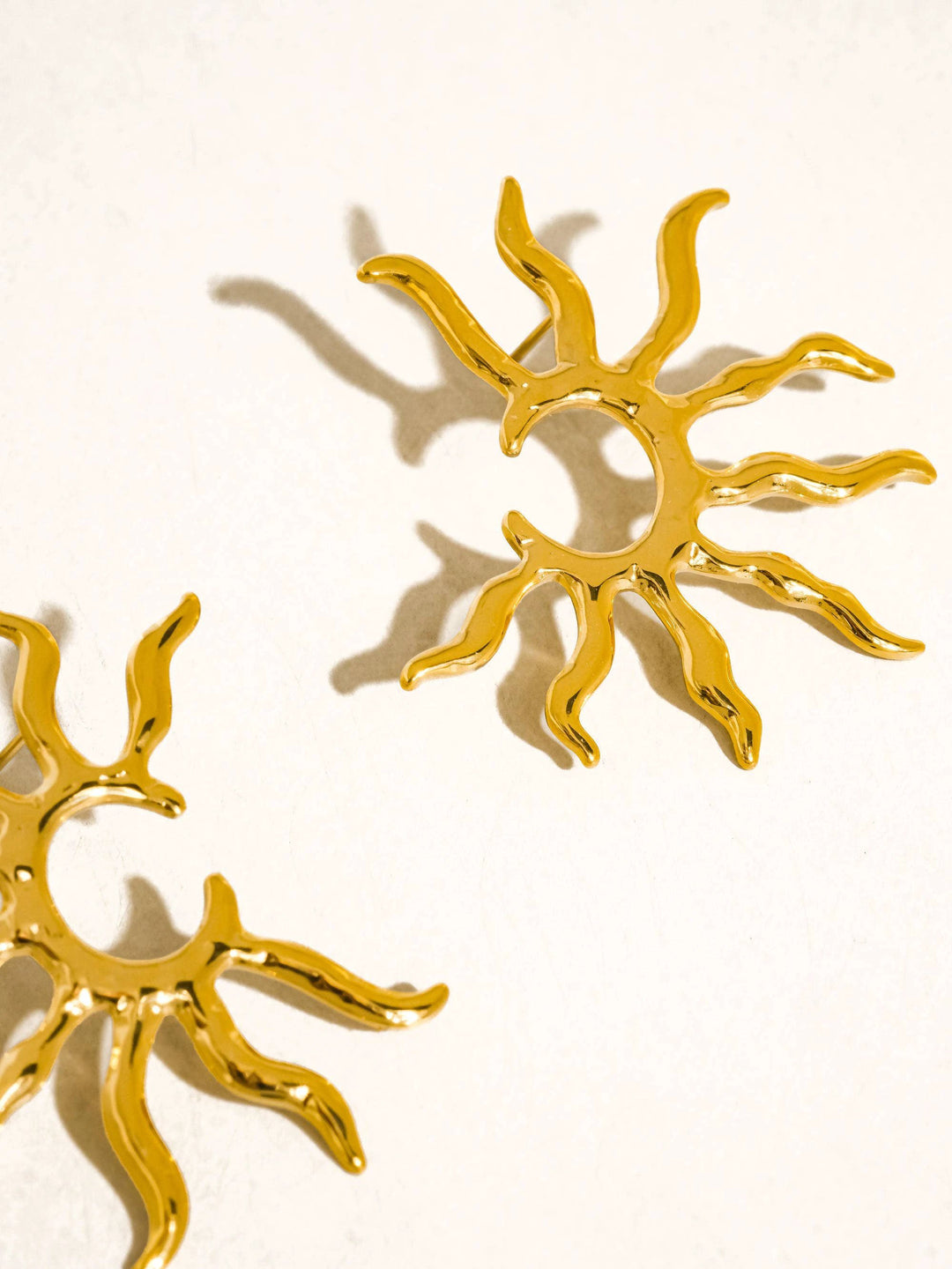 Vionne 18K gold sunburst statement earrings, pair, by Flânerie by MAIQ