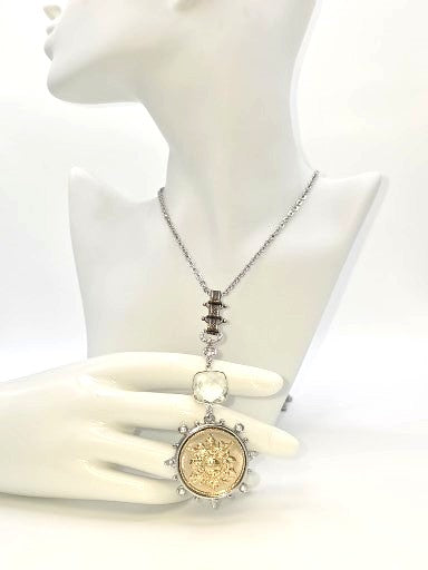 Coin necklace medallion jewelry French boutique VB&amp;CO Designs Handmade Jewelry