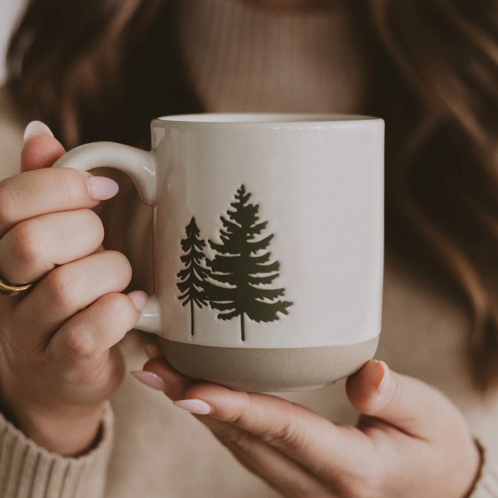 *NEW* Green Trees Stoneware Coffee Mug - Christmas Decor