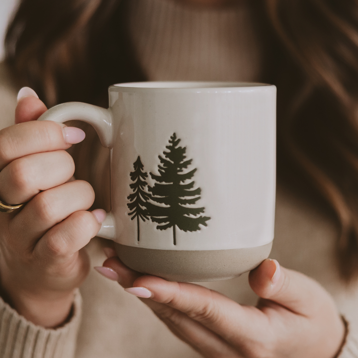 *NEW* Green Trees Stoneware Coffee Mug - Christmas Decor