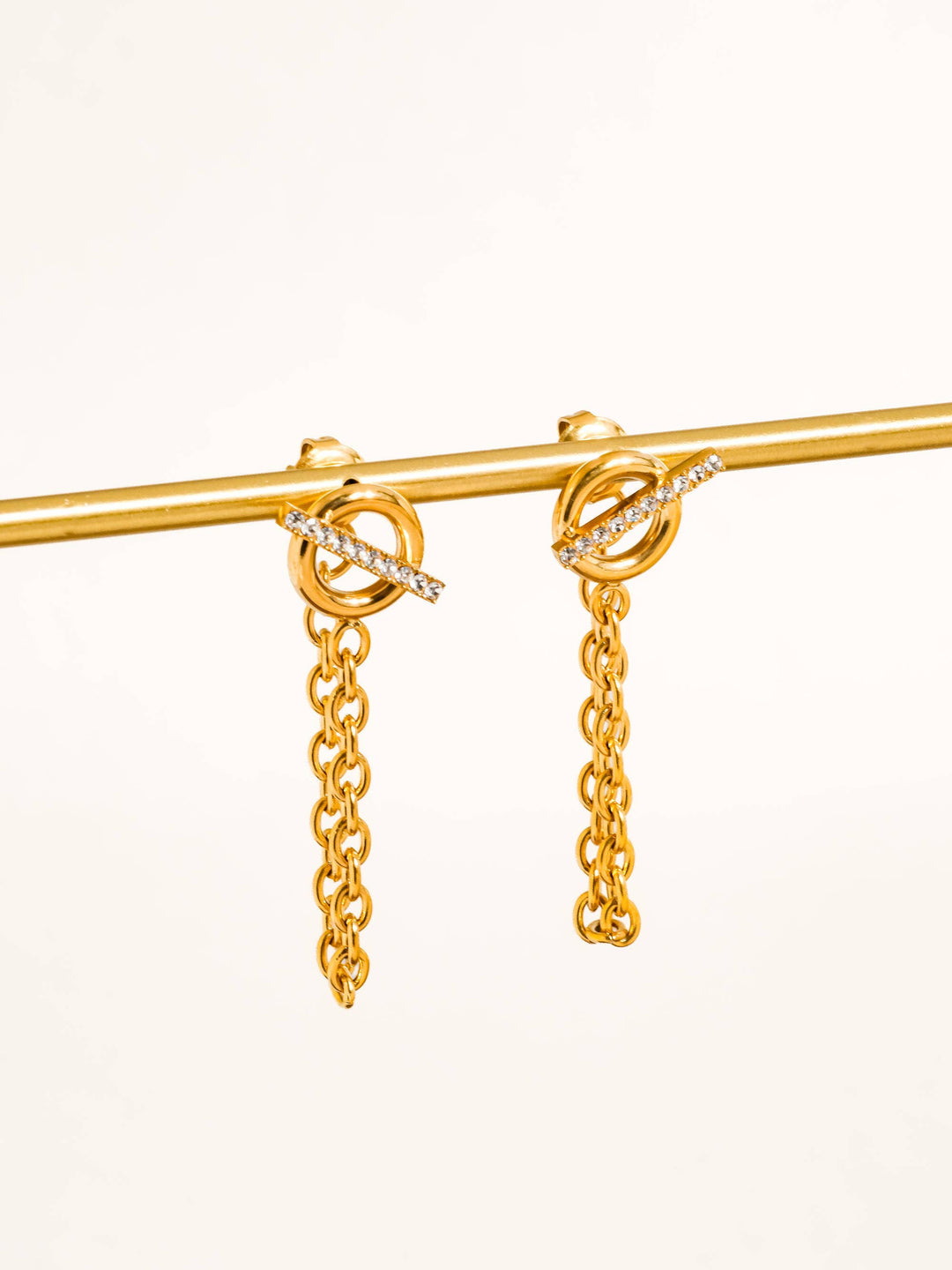 Lisle 18K Gold Non-Tarnish CZ Chain Drop Earrings