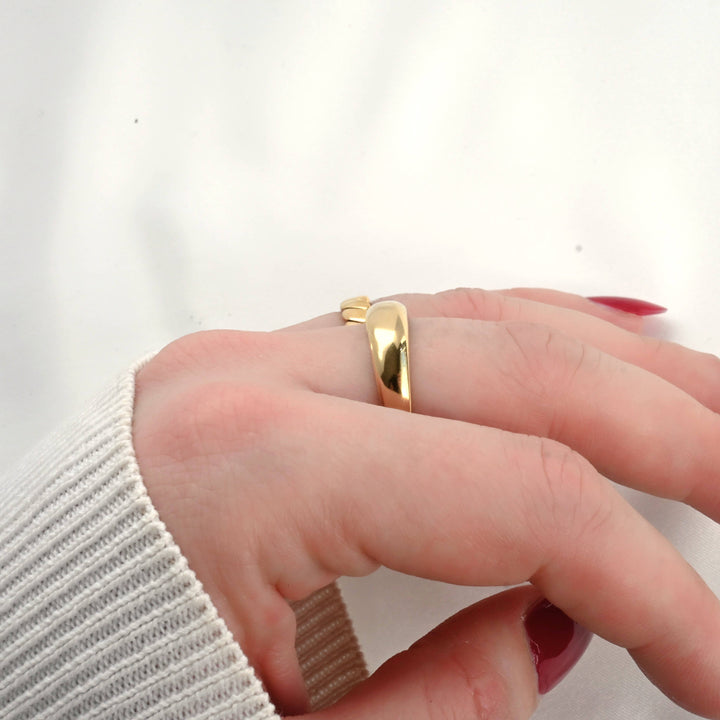 18k Gold Dome -Thin Dome Ring - Thick Band