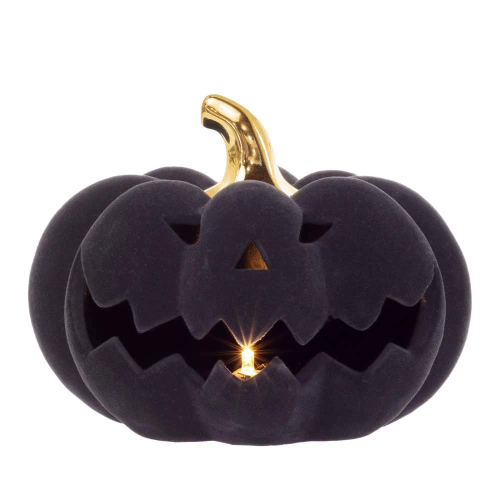 Black Flocked Velvet Jack O Lantern