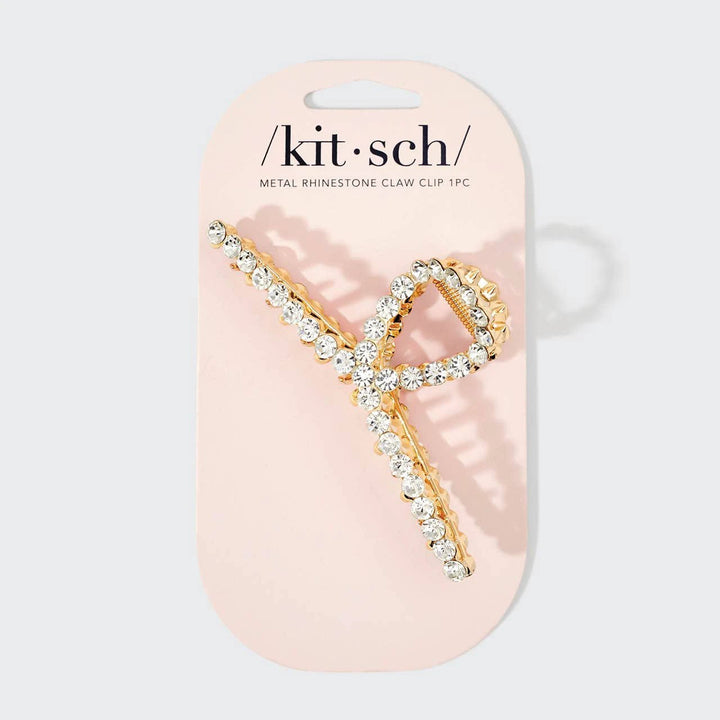 Metal Rhinestone Loop Claw Clip 1pc- Gold KITSCH