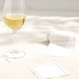 Solid White Rabbit Cocktail Napkin Gold Border