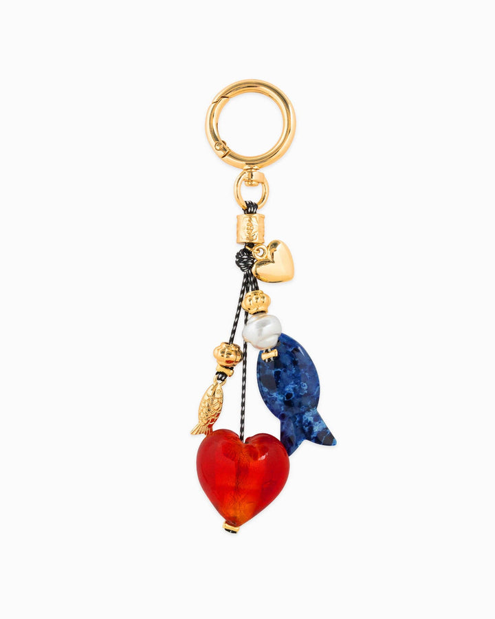 Love Heart Marbled Fish Dangle Bag Charm Sessori