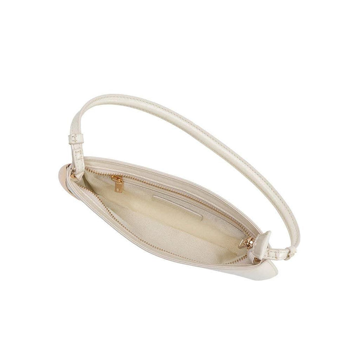 Sade Ivory recycled vegan leather shoulder bag by Melie Bianco with a gold-tone zipper