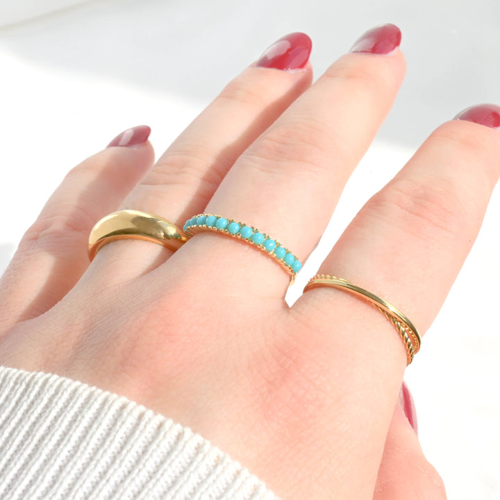 18k Gold Dome -Thin Dome Ring - Thick Band