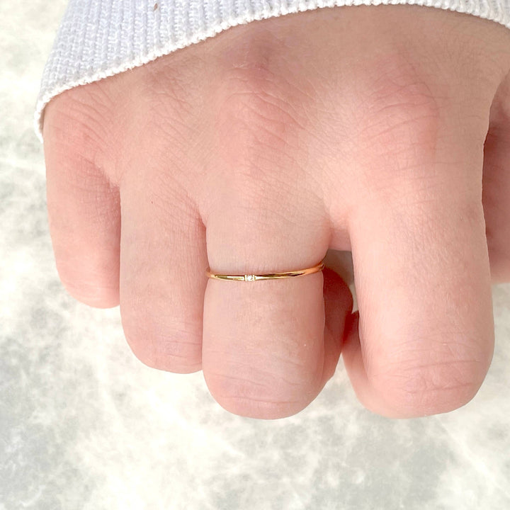 Dainty Gold Ring - Waterproof Thin Gold Band - Diamond Ring