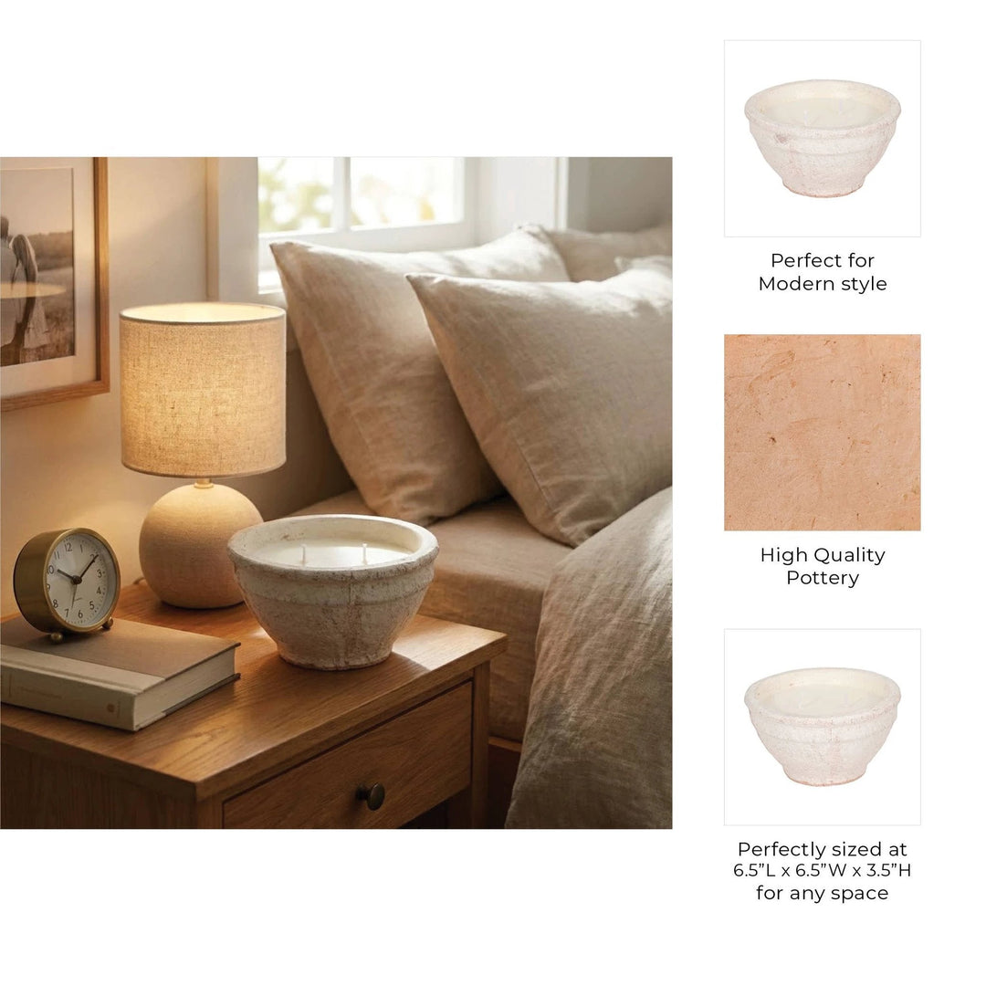 Ceramic Sea Salt and Lemon Bowl Candle - White, 14 Oz Sagebrook Home