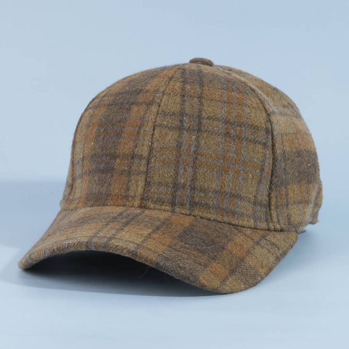 Windowpane Plaid Curved Brim Baseball Cap