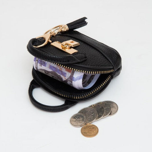 Mini Vegan Leather Purse Pouch Keychain