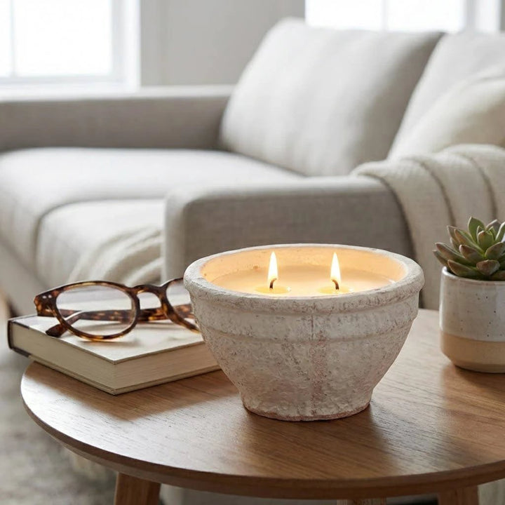 Ceramic Sea Salt and Lemon Bowl Candle - White, 14 Oz Sagebrook Home