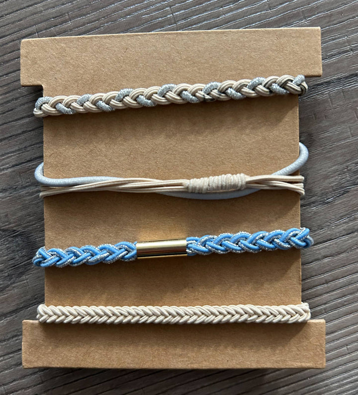 Hair Tie Bracelet Sets: Plain Gold