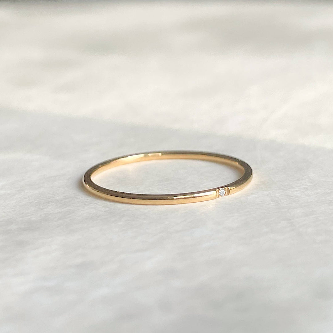 Dainty Gold Ring - Waterproof Thin Gold Band - Diamond Ring