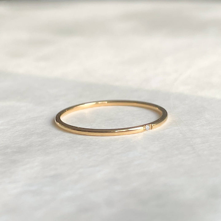 Dainty Gold Ring - Waterproof Thin Gold Band - Diamond Ring