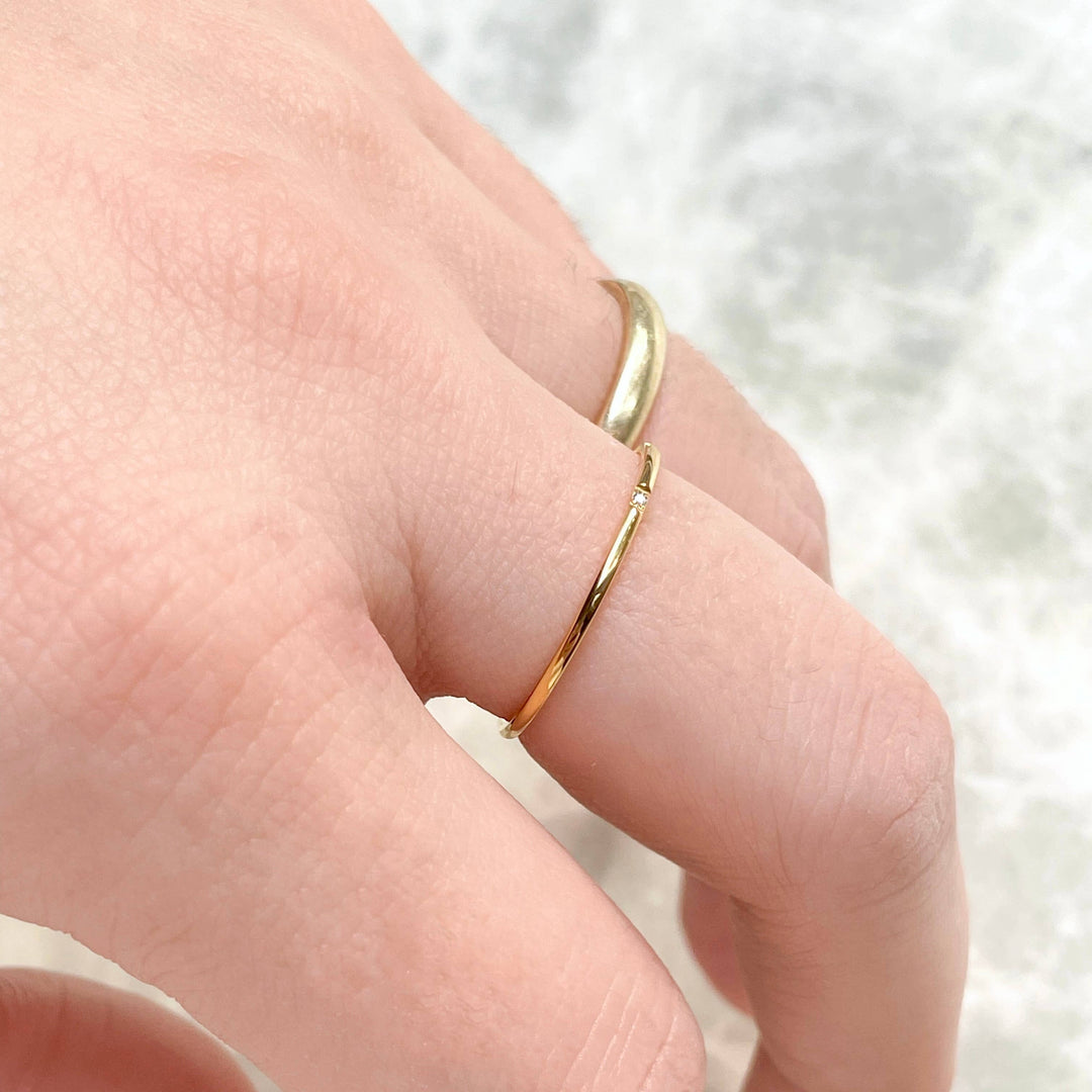 Dainty Gold Ring - Waterproof Thin Gold Band - Diamond Ring