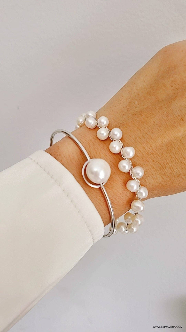 Floating Freshwater Pearl Bracelet in Sterling Silver