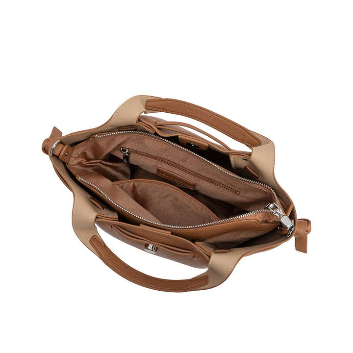 Avril Caramel Recycled Vegan Leather Top Handle Bag Melie Bianco