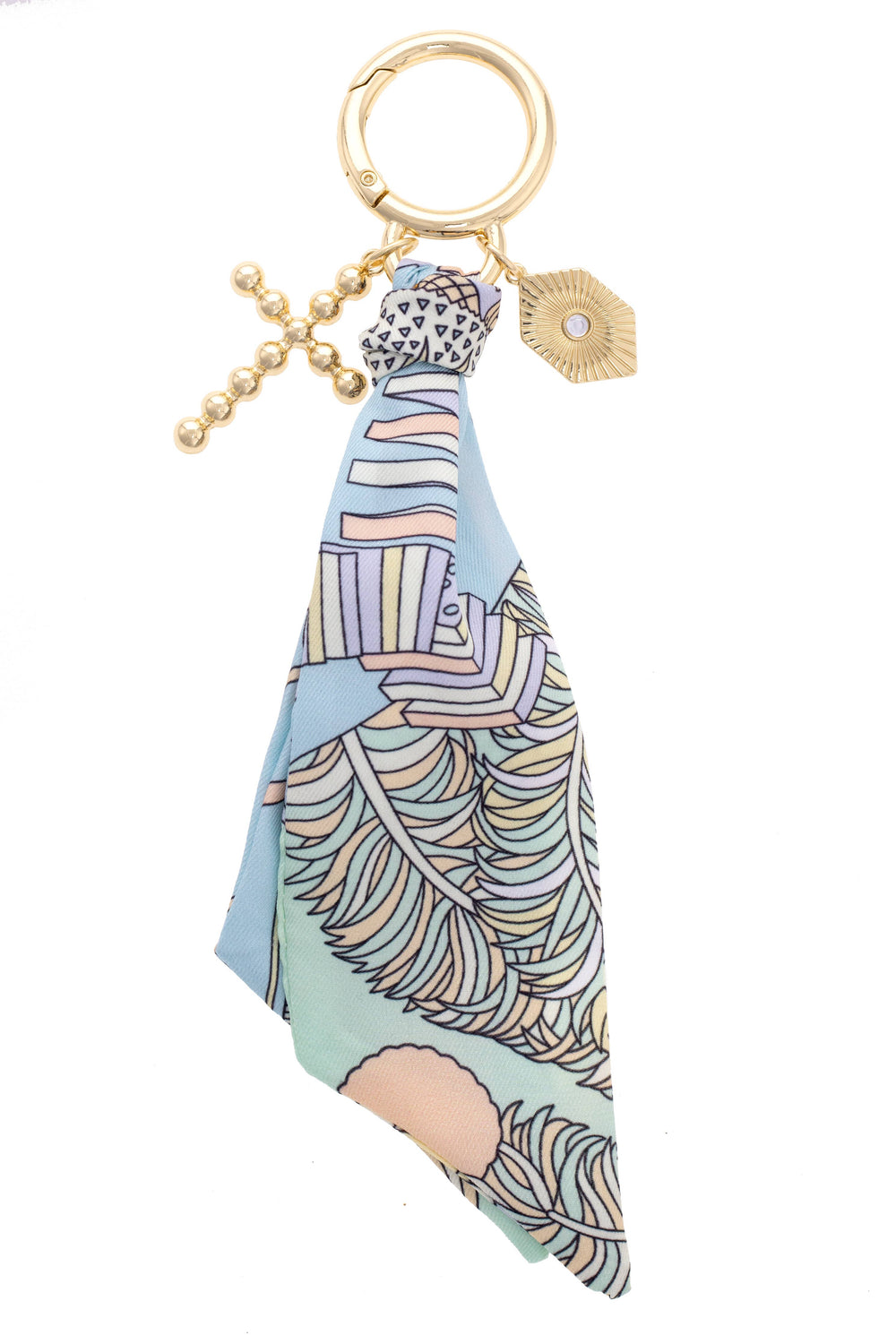 Louisa Beaded Cross Scarf Bag Charm in Pastel Multi Canvas Style