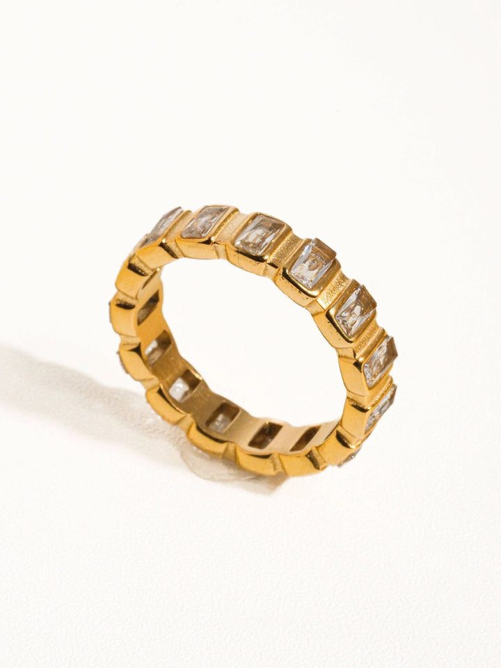 Sterling Rhinestone Ring - Gold Non-Tarnish Statement Ring Flânerie by MAIQ