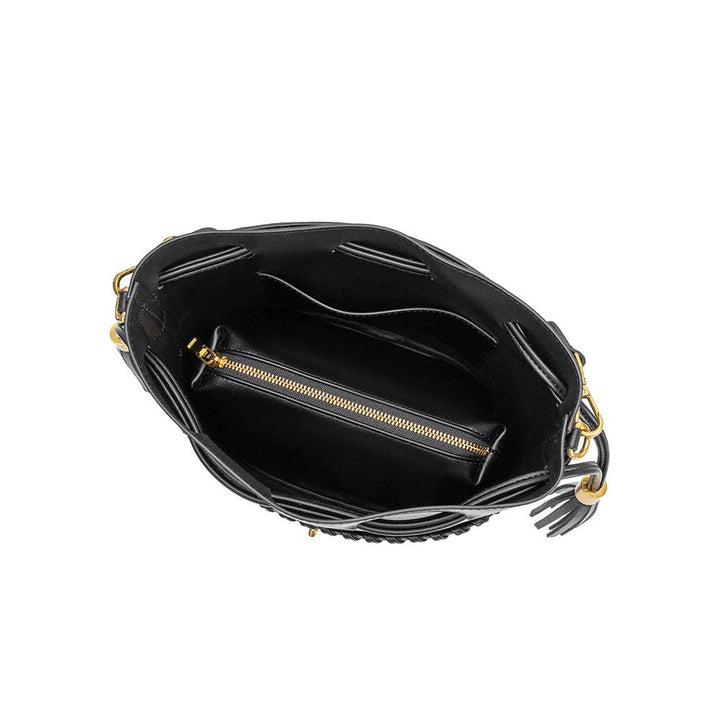 Janae Black Recycled Vegan Leather Top Handle Bag