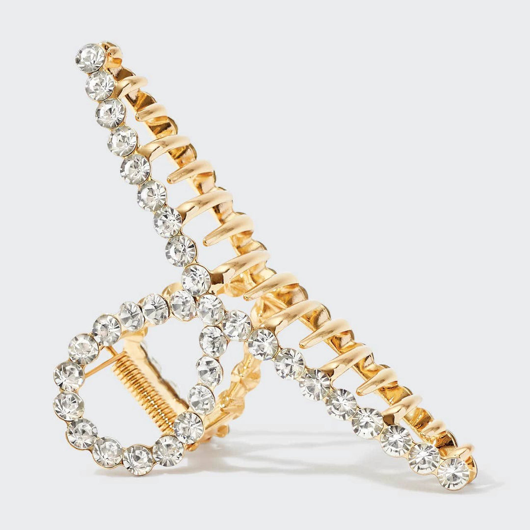 Metal Rhinestone Loop Claw Clip 1pc- Gold KITSCH
