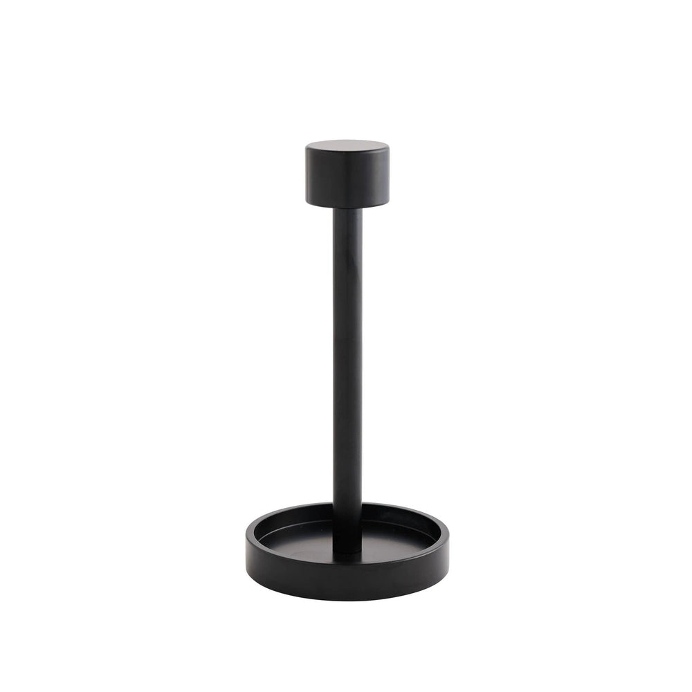 Exclusive cocktail napkin stand in matte black metal with a round base.