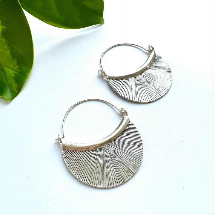 Hill Tribe Sterling Silver Etched Petal Earring